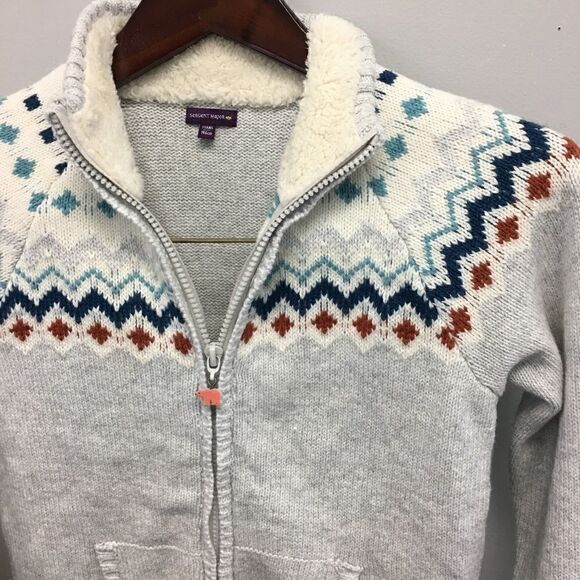 Sergeant Major | Wool Blend Fair Isle Zip Sweater - Picture 2 of 7